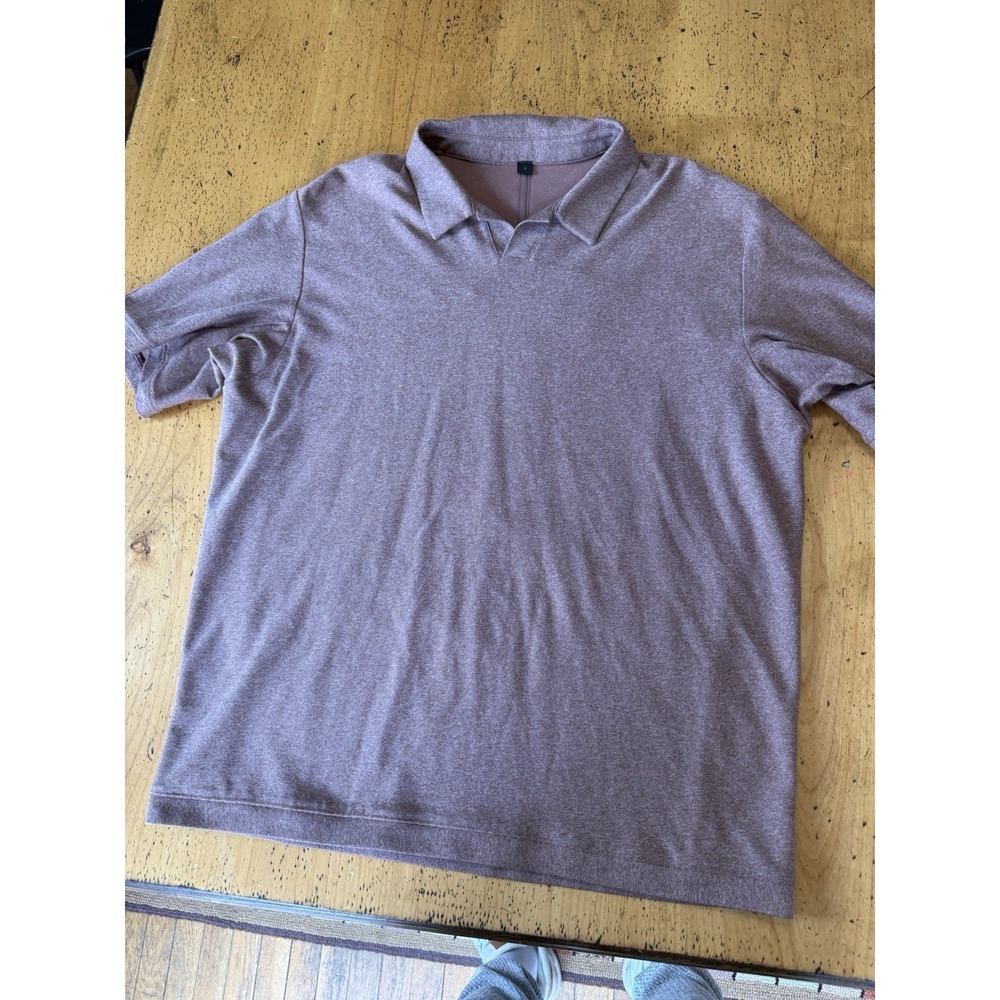 Lululemon Polo Shirt Mens Large Maroon Textured Short Sleeve Golf Athletic